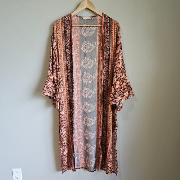 Soft Surroundings Kimono Womens S Metallic Floral Boho Duster Cardigan - Picture 1 of 12